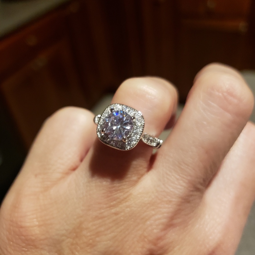 Size 5 .925 & Diamonique engagement/cocktail ring